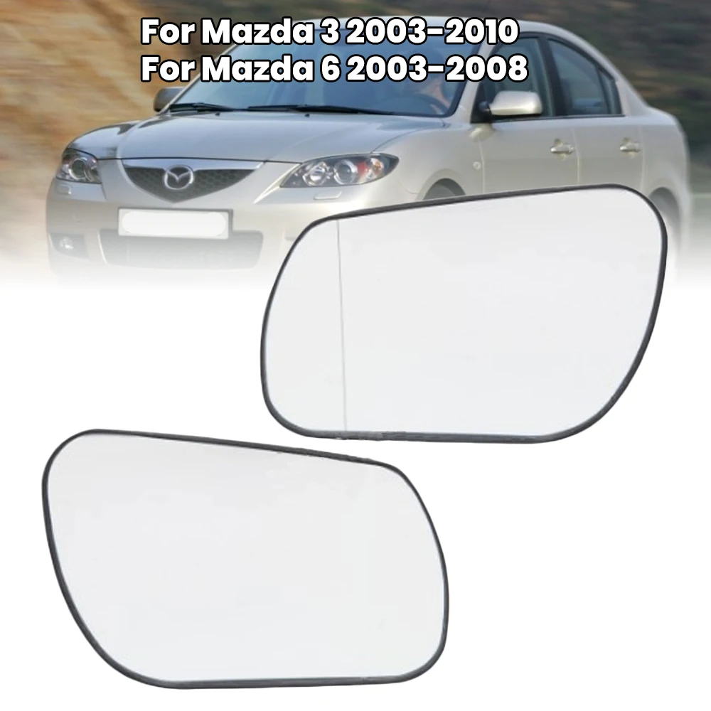 1 Pair Side Rearview Mirror Glass Lens for Mazda 3 2003-2010 BK for Mazda 6 2003-2008 GG Side Door Mirror Glass Cars Accessories