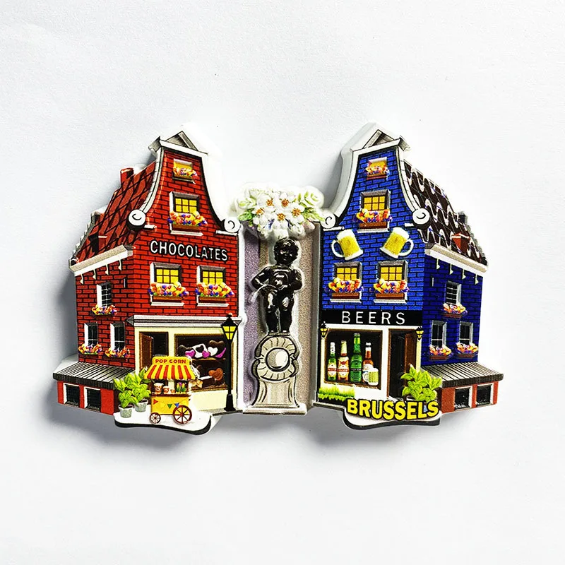 

Belgian architectural style tourist souvenirs, creative home dormitory doors, 3D refrigerator magnets, kitchen decorations