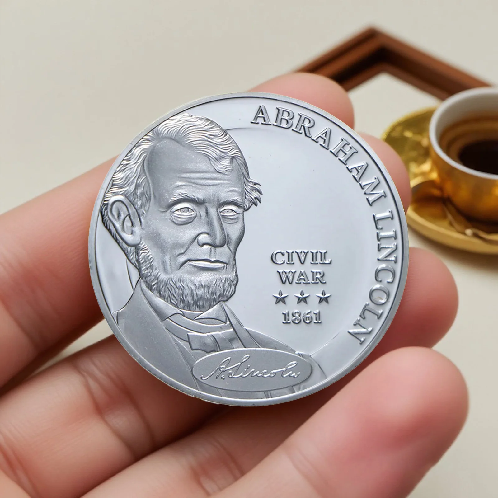 عملة لينكولن التذكارية المطلية بالفضة للرئيس الأمريكي أبراهام 1861 عملة قابلة للجمع