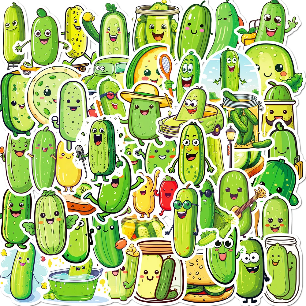 10/30/50pcs Funny Cartoon Pickle Cucumbers Graffiti Stickers Decals Kids Toy Laptop Scrapbook Phone Suitcase Decoration Sticker