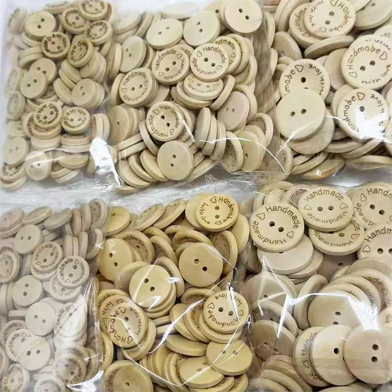 

10/30/50Pcs 2Hole Natural Wooden Buttons Handmade with Love Wood Buttons Decorative For DIY Craft Sewing Clothing Accessories