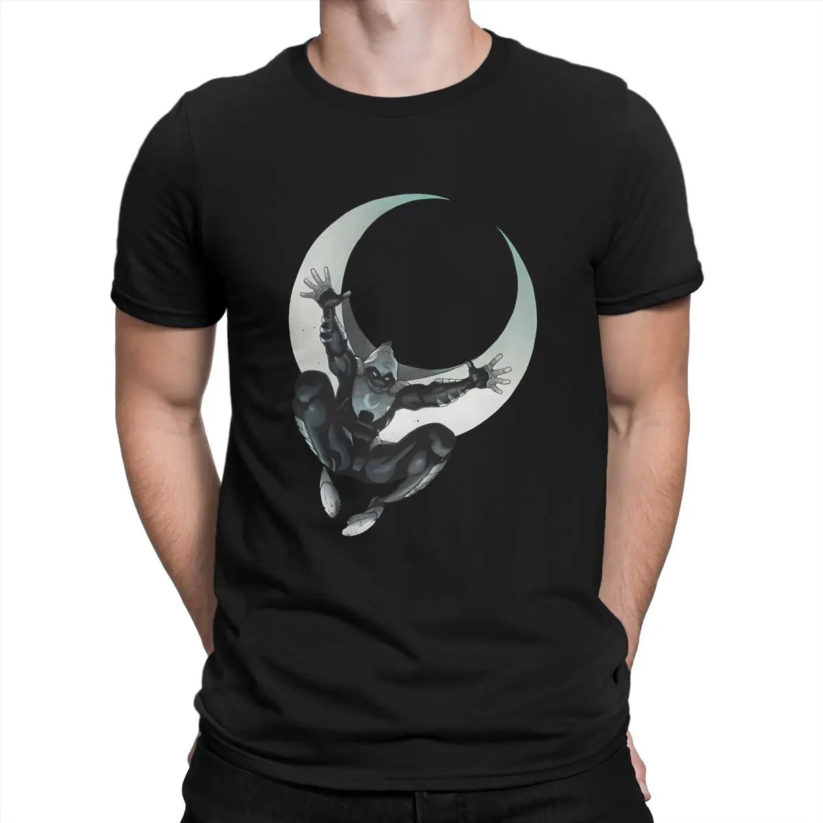 Marvel Comics Character Men's T Shirt Moon Knight Creative Tees Short Sleeve Round Neck T-Shirt Pure Cotton Unique Clothes