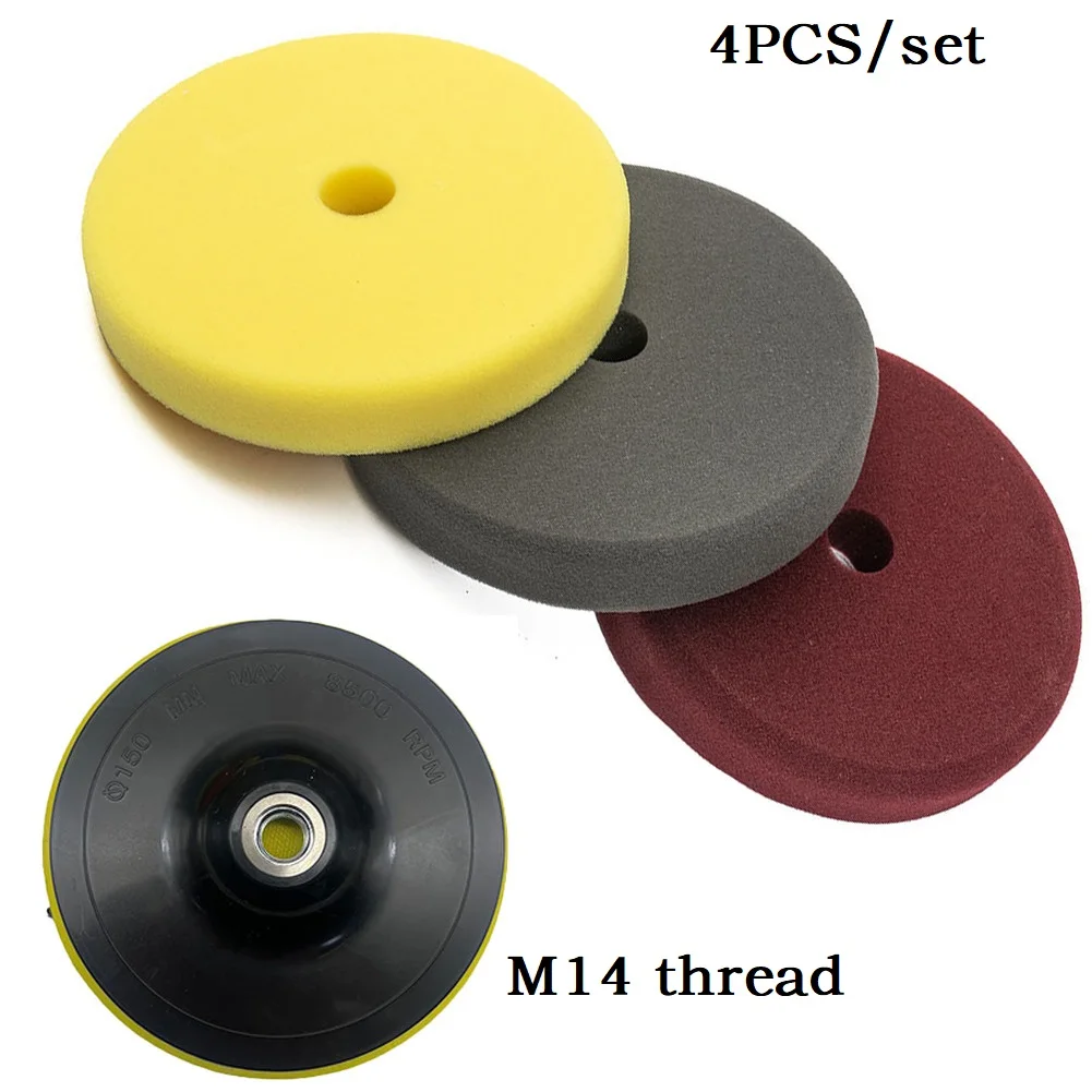 

3 Pcs Sponge Polishing Pads Buffing Wheel 7inch Sanding Disc M14 Thread Adapter For Car Waxing Electric Polisher Accessories