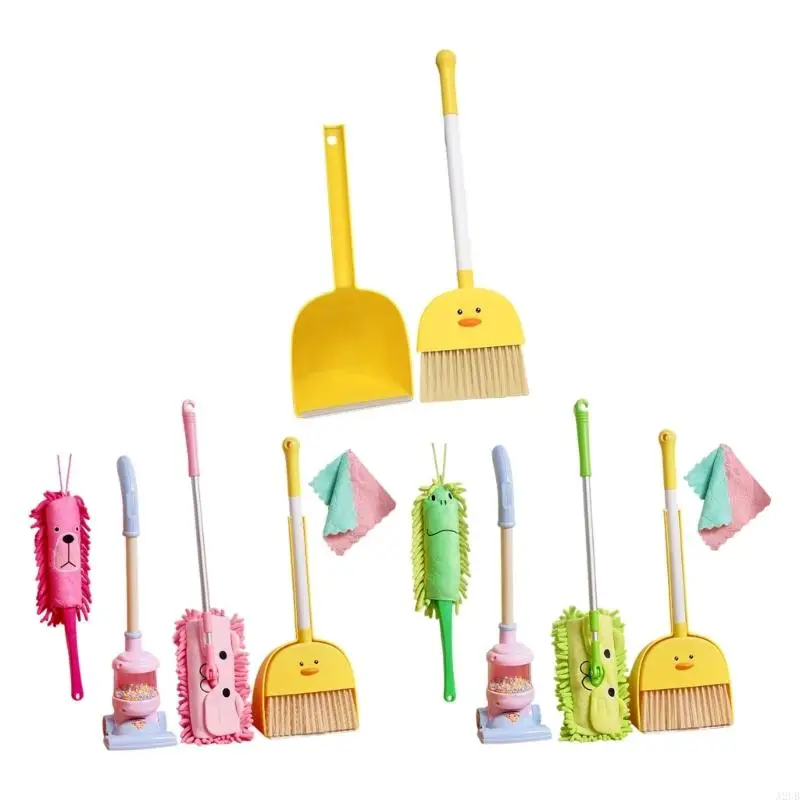 Детские чистящие игрушки набор игрушек Pink Broom Dustpan Mop для притворства играйте безопасную пластиковую домашнюю ролевую
