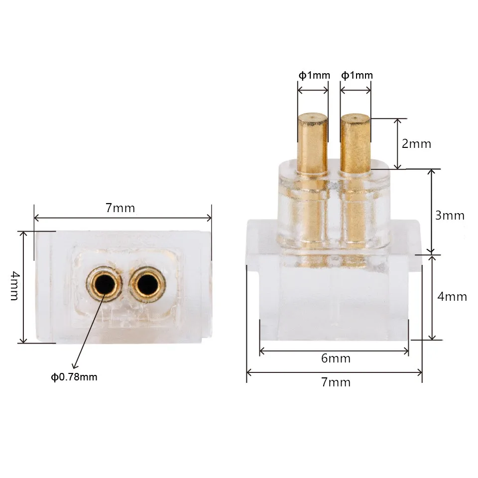2 Stück iem Buchse Buchse 0,78mm Kopfhörer stifte Stecker versenkter Kabelst ecker für benutzer definierte In-Ear-Monitore – Detail 2