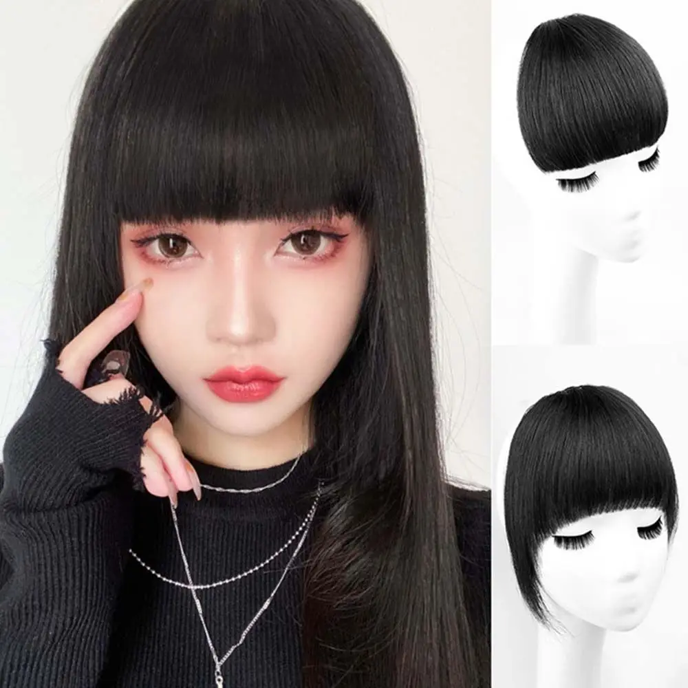 Neat Hair Bang Hair Extension Fringe Hairpiece Thicken Fake Bangs Short Straight Bangs Synthetic Wig Pads Fringe Wig Clip