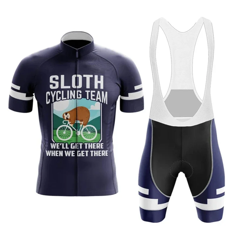 SLOTH Cycling Team Bike Uniform 2022 Summer Men\'s Breathable Cycling Jersey Set MTB Bicycle Wear 19D GEL Bib Pants Ropa Ciclismo