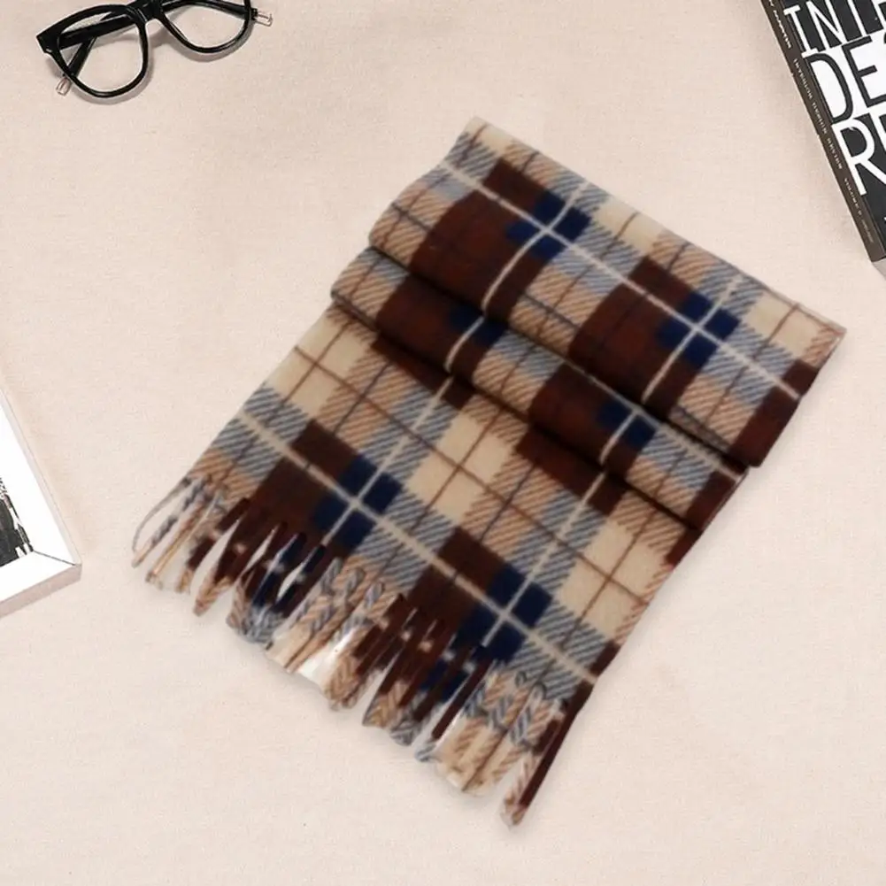 Warmer Winters chal Plaid Print Quaste Winters chal für Unisex dicken warmen doppelseitigen Plüsch langen weiten Nackenschutz für Damen