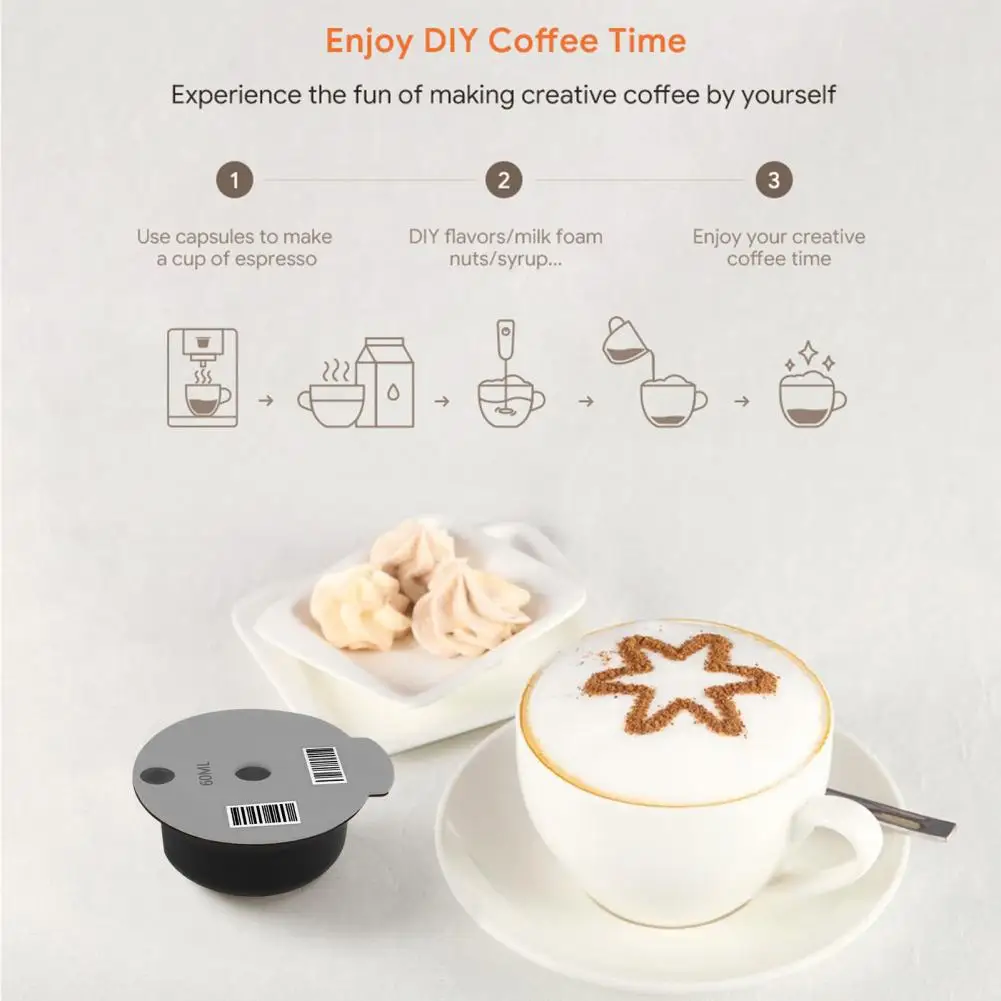 

60/180ML Refillable Espresso Pods for Cappuccino Eco-Friendly PP Filter Baskt Reusable Coffee Capsules for Bosch Tassimo