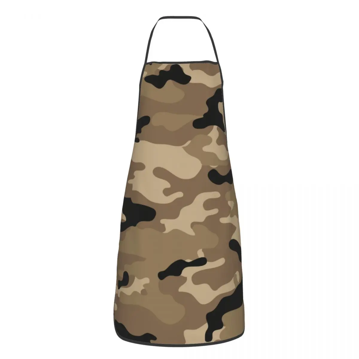 Brown Woodland Camo Pattern Bib Apron Adult Women Men Chef Tablier Cuisine for Cooking Kitchen Army Military Camouflage Baking