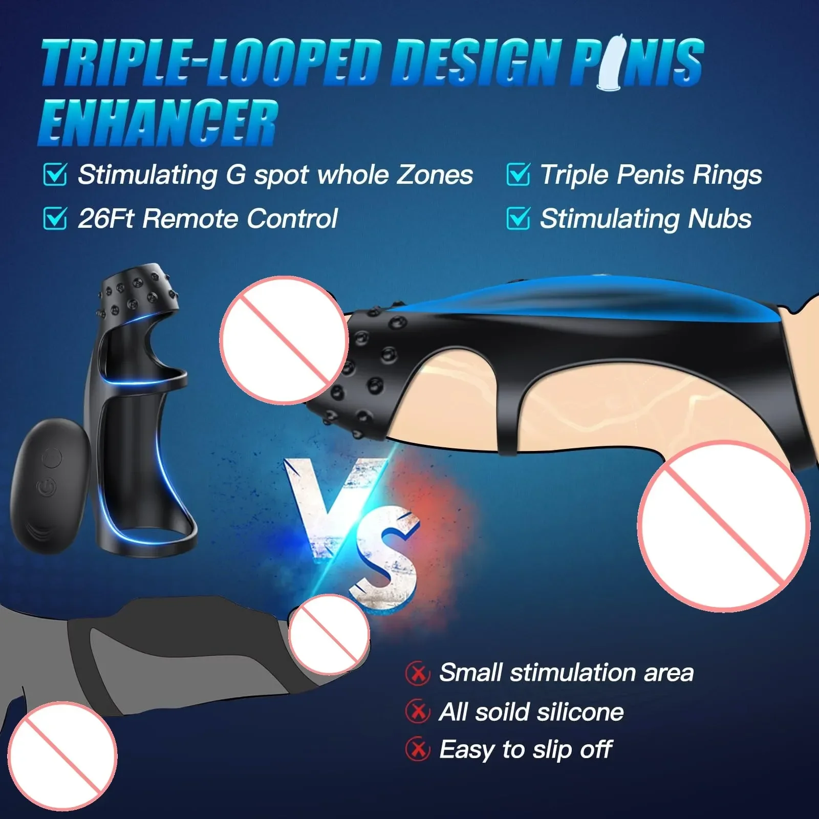 SENSIVO ذكر عن بعد تهتز الديك سيليكون كم حلقة تأخير القذف القضيب توسيع الجنس لعب للرجال الخصية هزاز #6