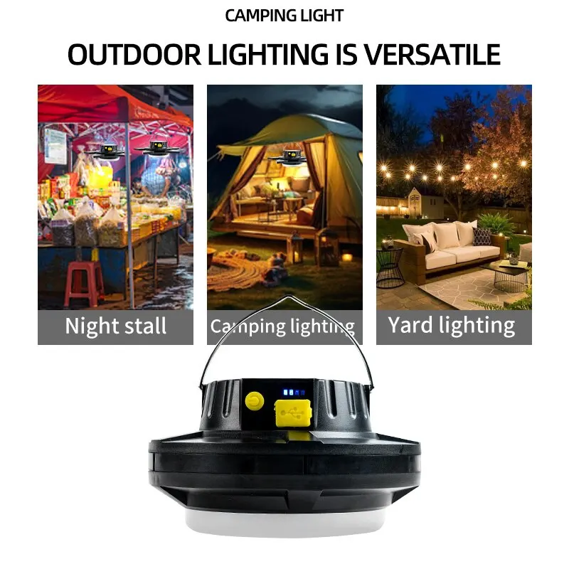 Bidirectional USB Charging Portsolar UFO Light Rotating Five Leaf Lotus Lightoutdoor Camping Pendant Light Booth Night Market Em