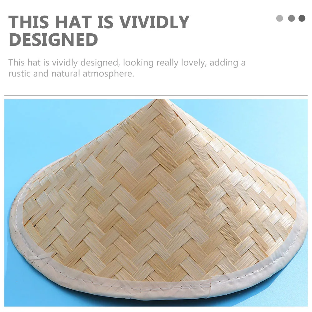 

2 Pcs Bamboo Hat Straw Kids DIY Woven Adornment Decorations Painting Children Supply Home Chinese Style
