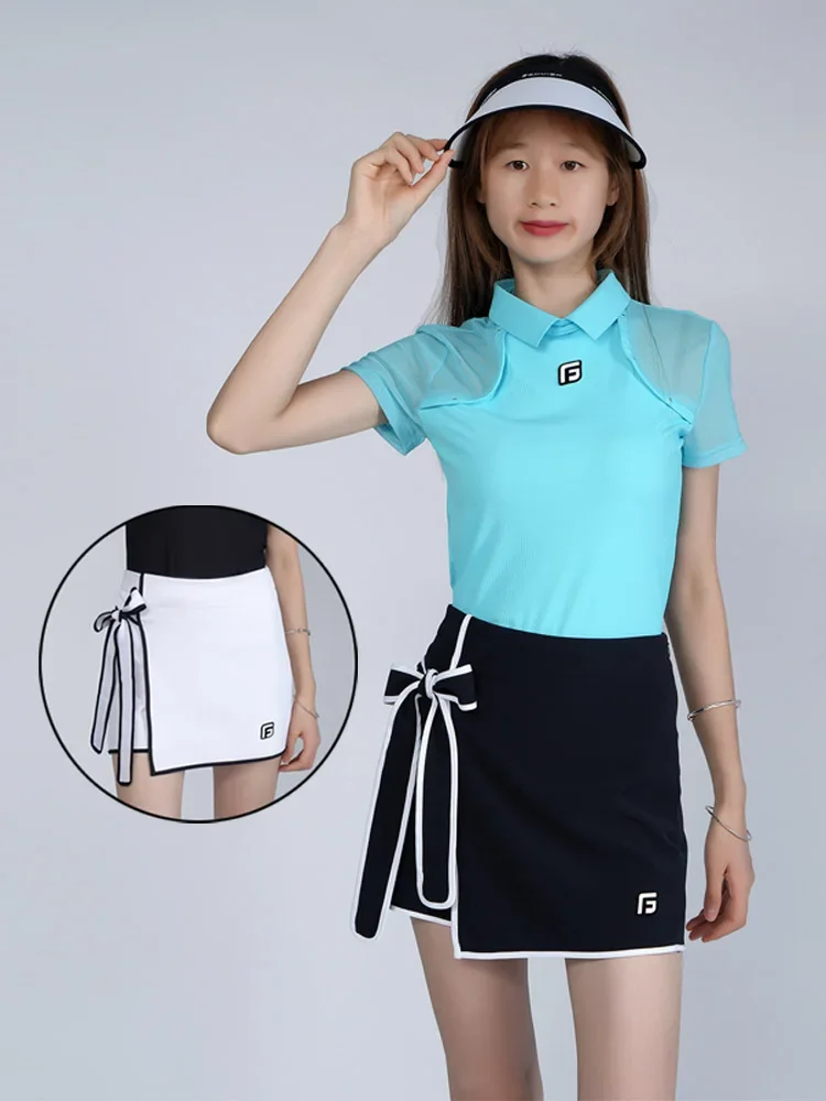 Golfistka letnia dama oddychająca golfowa kulotta z muszką damskie antyeksponujące spódnice golfowe koreańskie wąskie sportowe spodenki XS-XXL — zdjęcie 2
