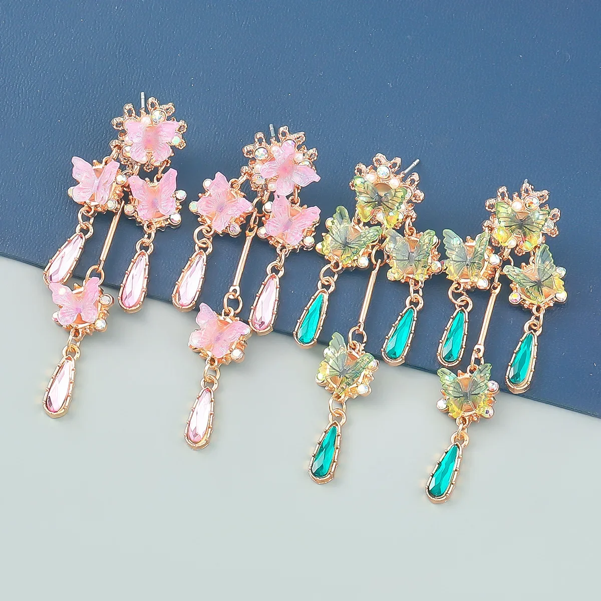 New Trend Korean Resin Flower Butterfly Drop Earrings Women\'s Cute Charm Dangle Earrings Banquet Party Jewelry Accessories