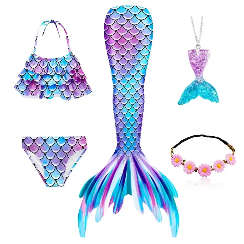 Girls Mermaid Tail Swimsuit for Swimming Kids the Little Mermaid Costume Cosplay Children's Beach Clothes Swim Bathing Suit