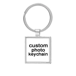 Personalized Custom Square Drop Oval Cat Moon style Keychain Photo Family LOGO Baby symbol Custom designed Photo Gift