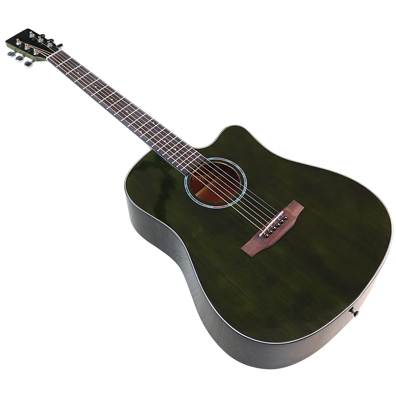 

Solid Wood Spruce Top Acoustic Guitar, 41 Inch, Green Color, Blue Color, High Gloss, Cutway, 6 String Folk Guitar, New Arrival