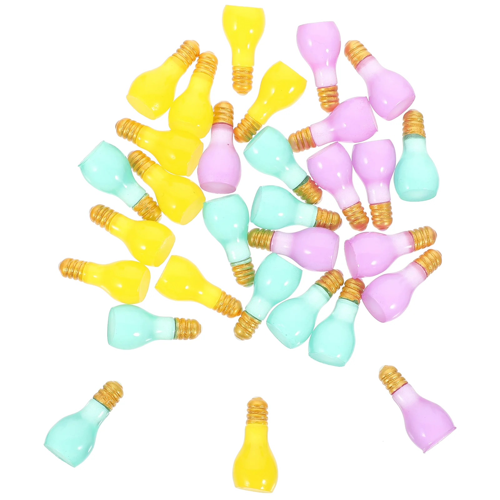 30 Pcs DIY Fluorescent Accessories Mini Home Decoration Miniature Resin Bulb Model Keychain