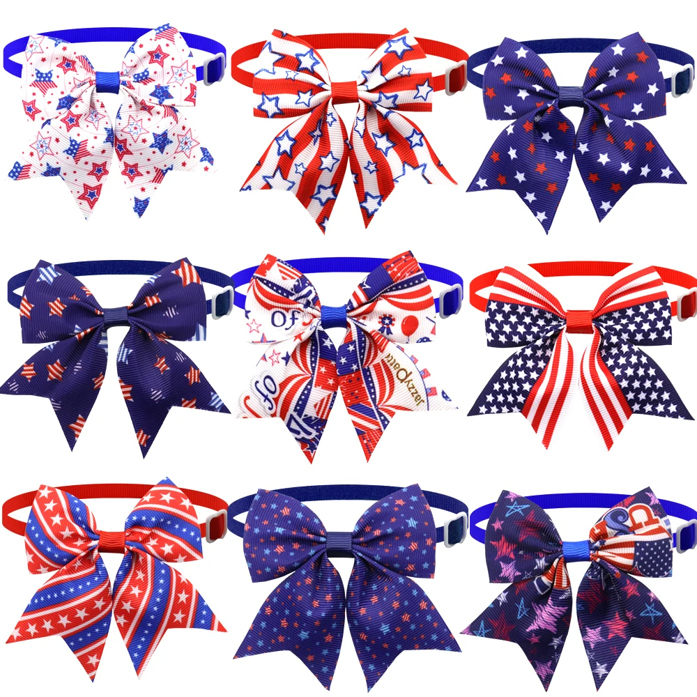 

50/100 Pcs American Independence Day Dog Supplies Dog Bowtie Necktie 4th of July Dog Grooming Accessories Pet Supplies Dog Tie