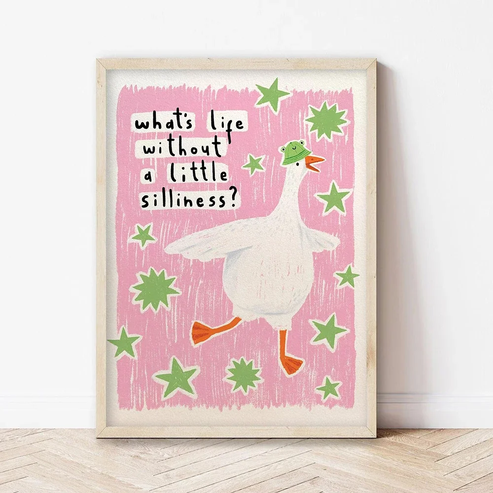 What's life without a little silliness Silly Goose Print Diamond Painting Funny Quotes Poster Kitchen Living Room Home Decorat