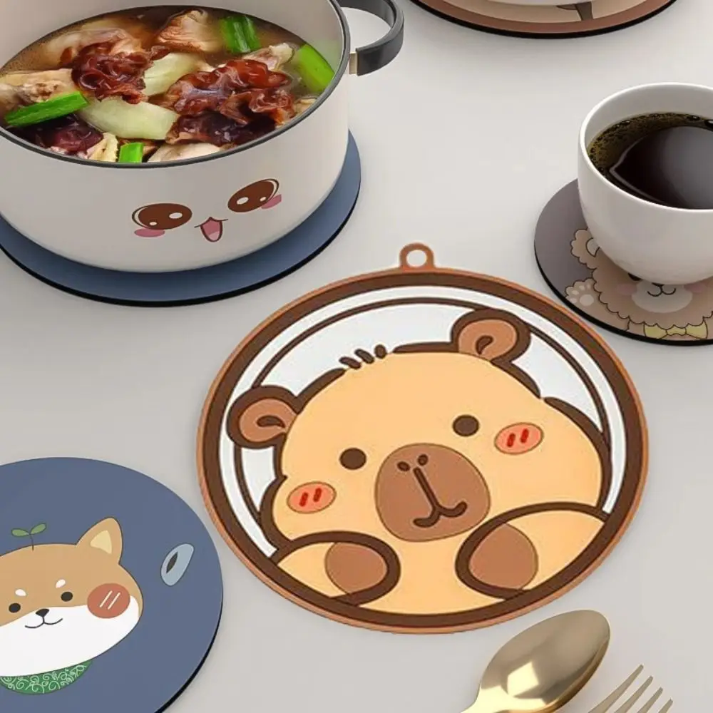 4PCS/SET Tableware Round Bear Coaster Anti Slip Waterproof Tea Cup Holder Cartoon Heat Resistant Coffee Cup Mats Home