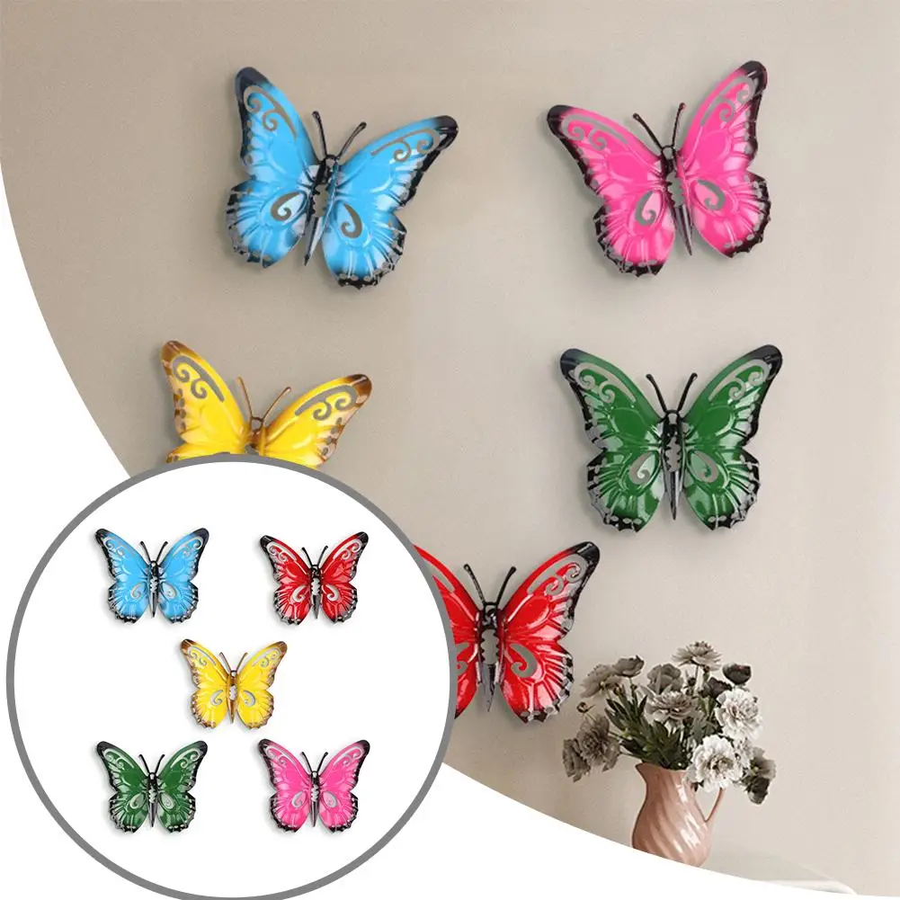 

5 Pack 3D Metal Hollow Butterfly Decoration Yard Fence Decoration Garden And Indoor Outdoor Decor R0Z9