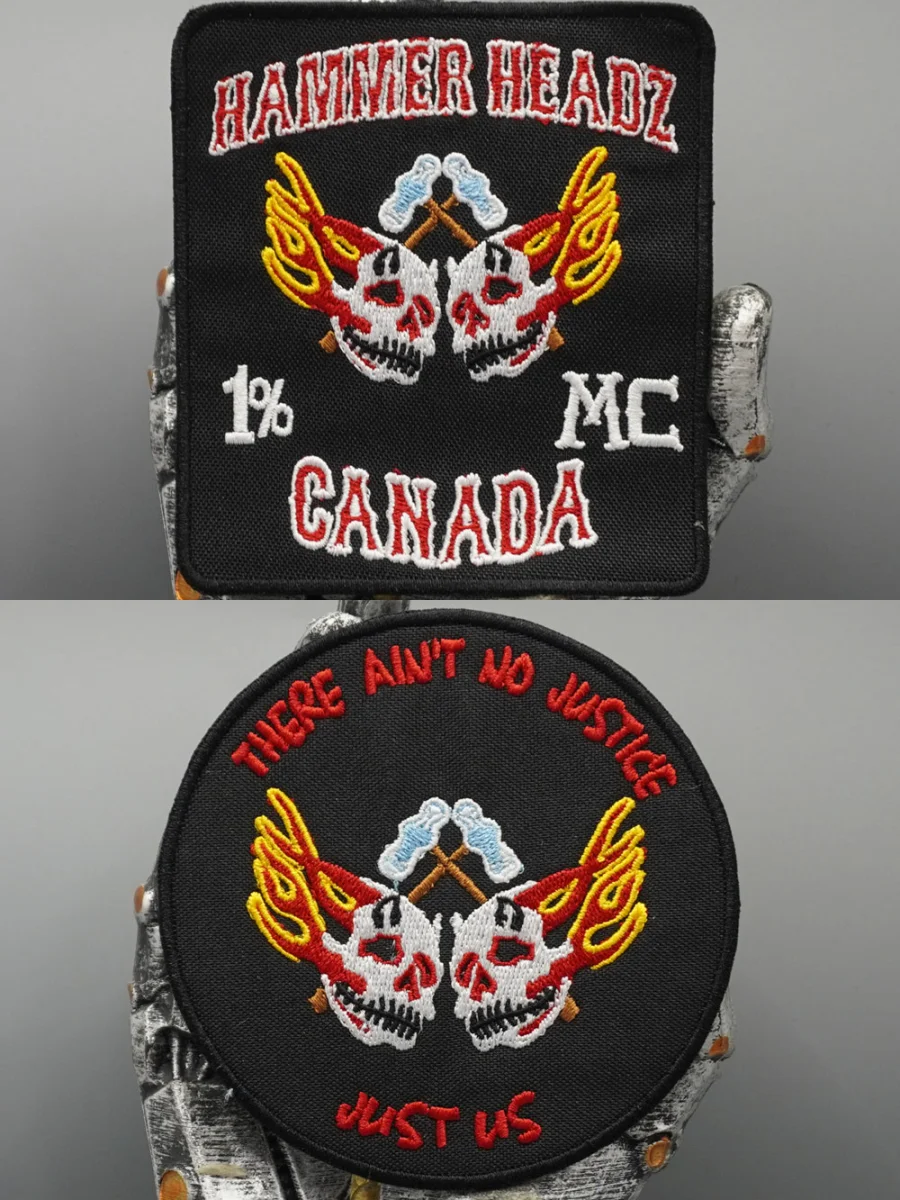 Hammer Headz MC Gestickte Aufnäher, Applikation zum Aufnähen, Punk-Biker-Band-Rock-Kleidungsetiketten, mit Klettverschluss oder zum Aufbügeln – Detail 1
