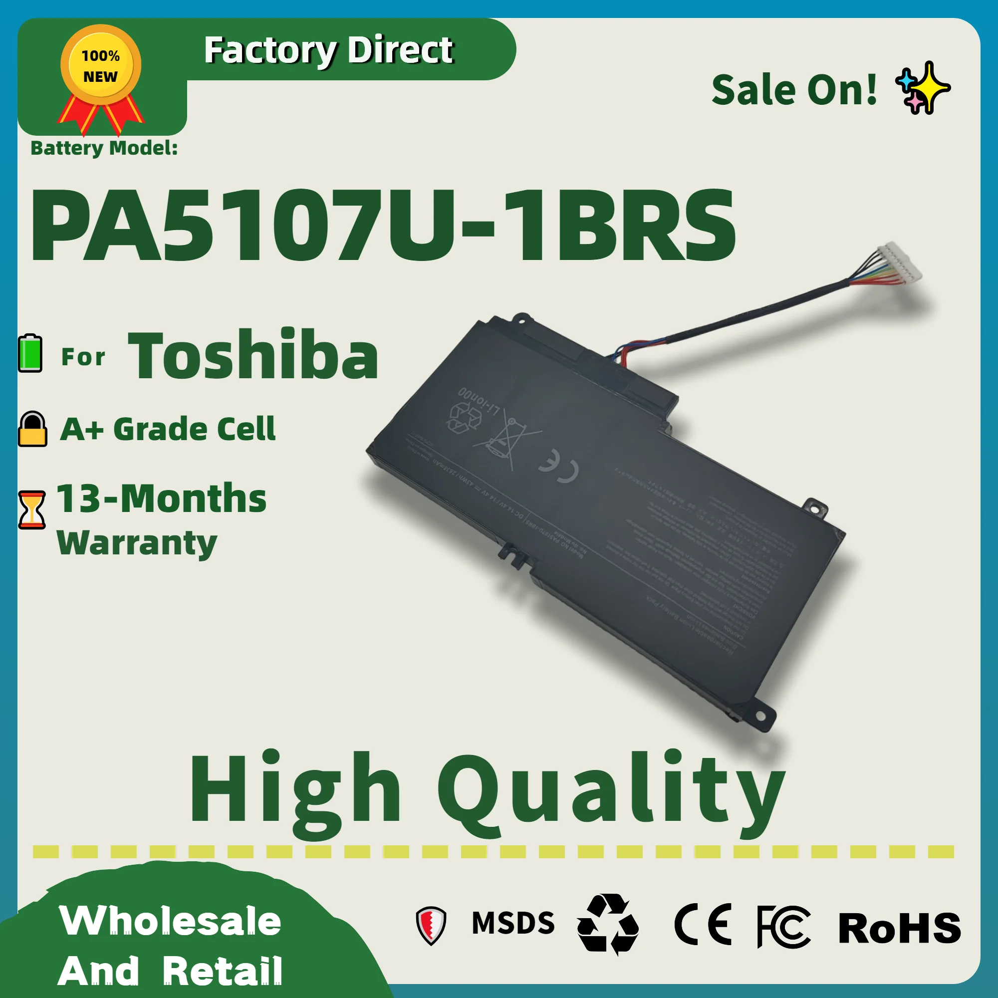 ¡Directo de fábrica! PA5107U PA5107U-1BRS Batería para Toshiba Satellite L45 L45D L50 P55 P55-A5312 L55 L55T P50-A P55 S55-A5275