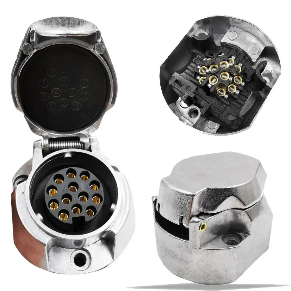 

Прочный 13-контактный разъем прицепа европейского стандарта, автомобильные аксессуары из алюминиевого сплава, соединитель прицепа, адаптер прицепа для фургонов 12 В