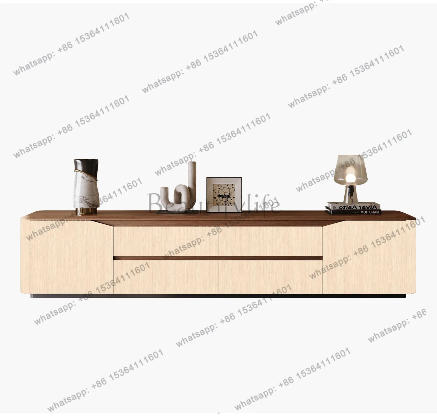 

Medieval style living room floor-to-ceiling TV cabinet household rock slab storage cabinet saddle leather