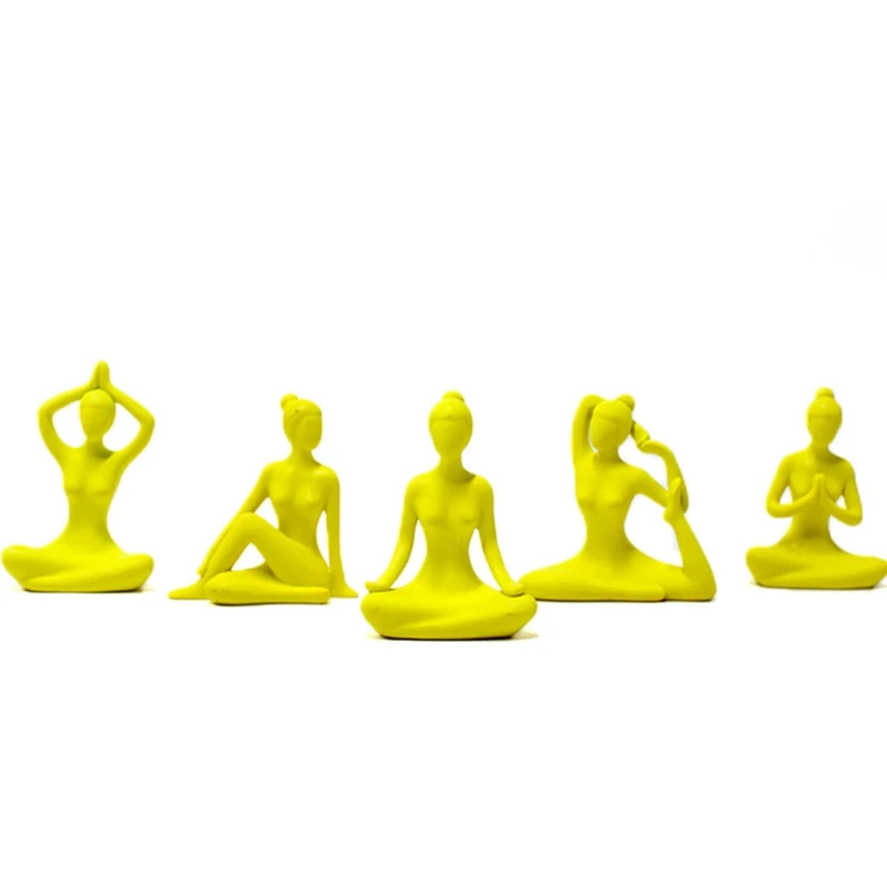 

5 Pcs Yoga Sports Set Resin Decorations Miniature Model Photography Props Wedding Housewarming Birthday Party Drop shipping