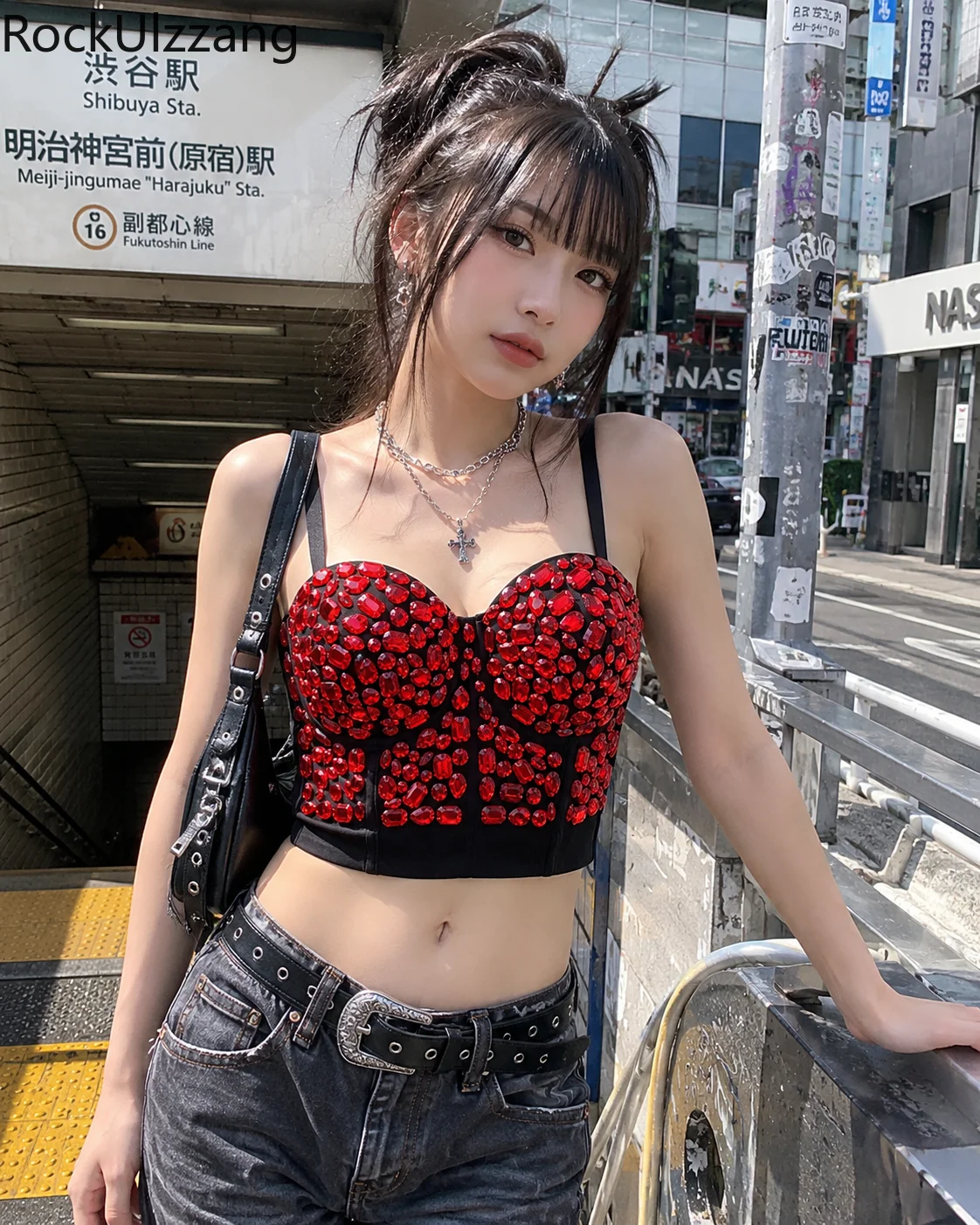 Sexy Rhinestone Corset Top for Women – Sequin Bustier Crop Clubwear