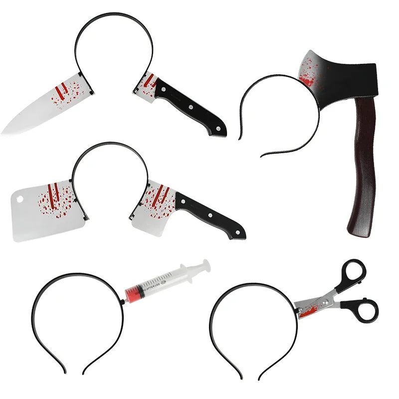 

Halloween Horror Props Blood Fake Ax Saws Knife Headband for Halloween Party Masquerade Mischief Props Decoration Supplies