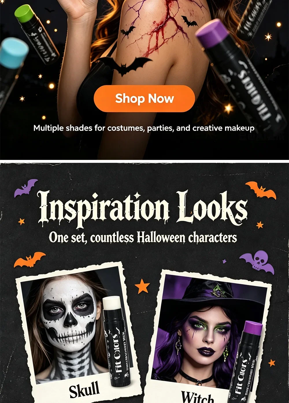 12 Farben Gesichts- und Körperfarbstifte Wasserfeste Matte Schwarze Weiße Mischbare Stifte Langanhaltende Make-up Halloween Kosmetik – Detail 3