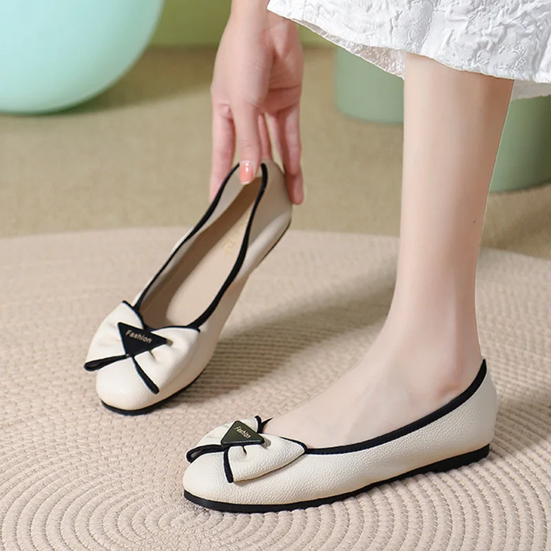 

Woman Elegant Butterfly Knot Flats Ballet Flat Shoes Women Spring Autumn Butterfly Round Toe Silver Foldable Shoes Girl A0003
