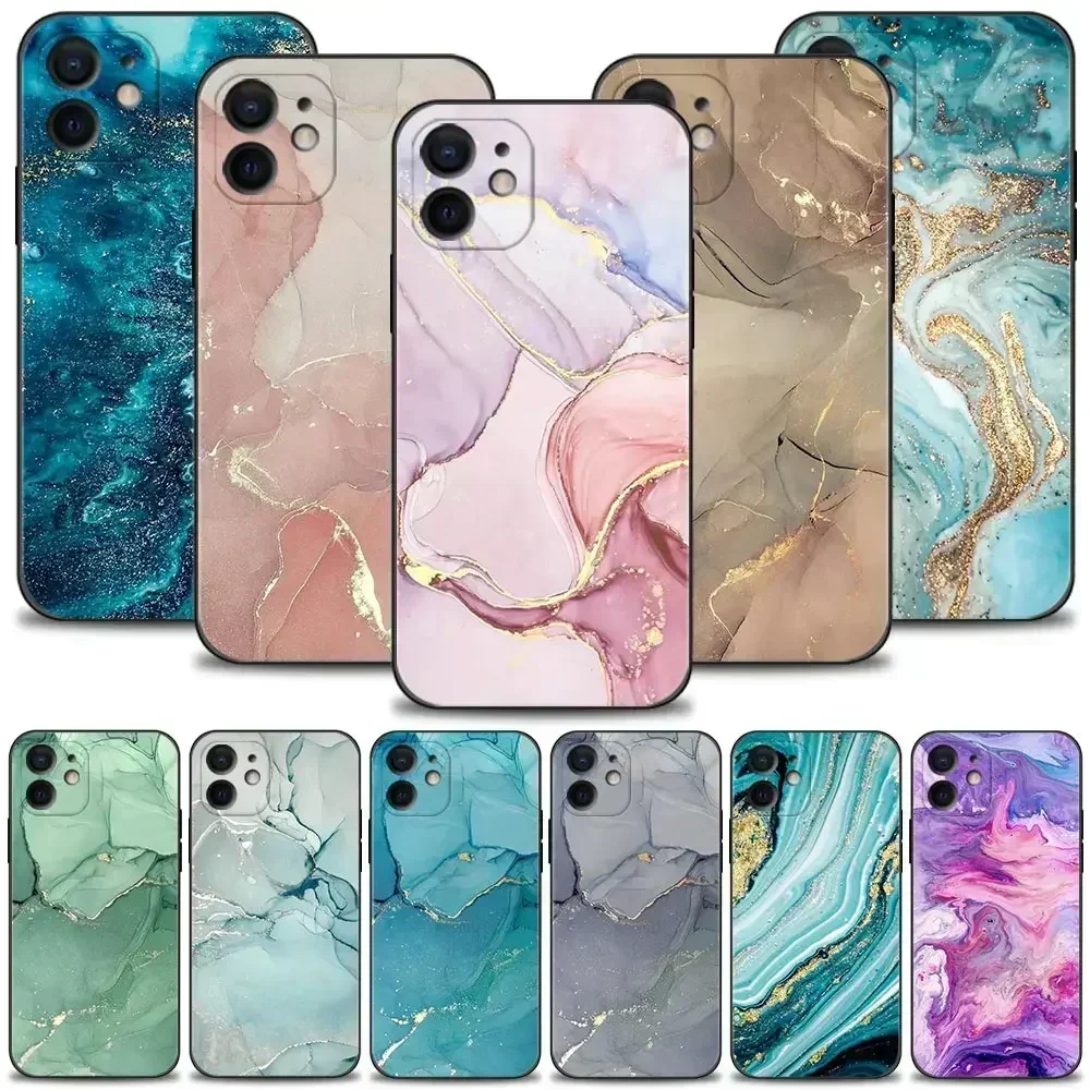 Marble Art Fashion Pattern Phone Case For Apple iPhone 15 14 11 13 12 Pro Max 13 12 Mini X XR XS 7 8 Plus Funda Silicone Cover