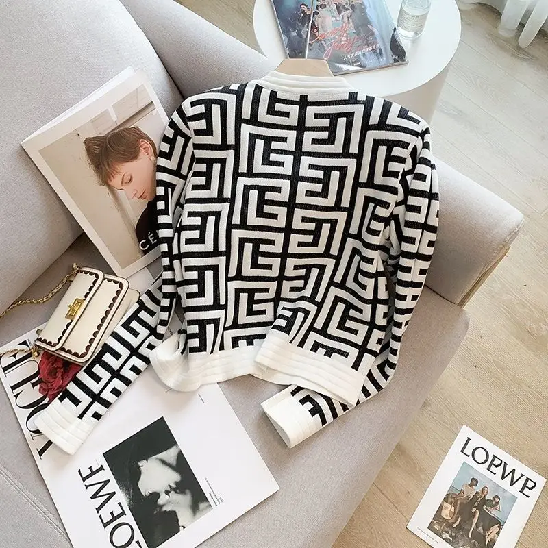 Cardigã de malha curta feminina, suéter estilo retrô francês, roupa vintage, blusa de manga comprida, casaco Y2K, novo, 2023