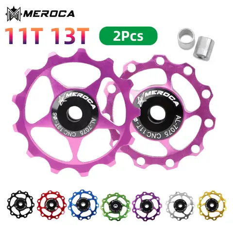 2Pcs MTB Steel Bearing Jockey Wheel CNC 7075 Aluminum Alloy Rear Derailleur 11T 13T Guide Road Bike Pulley