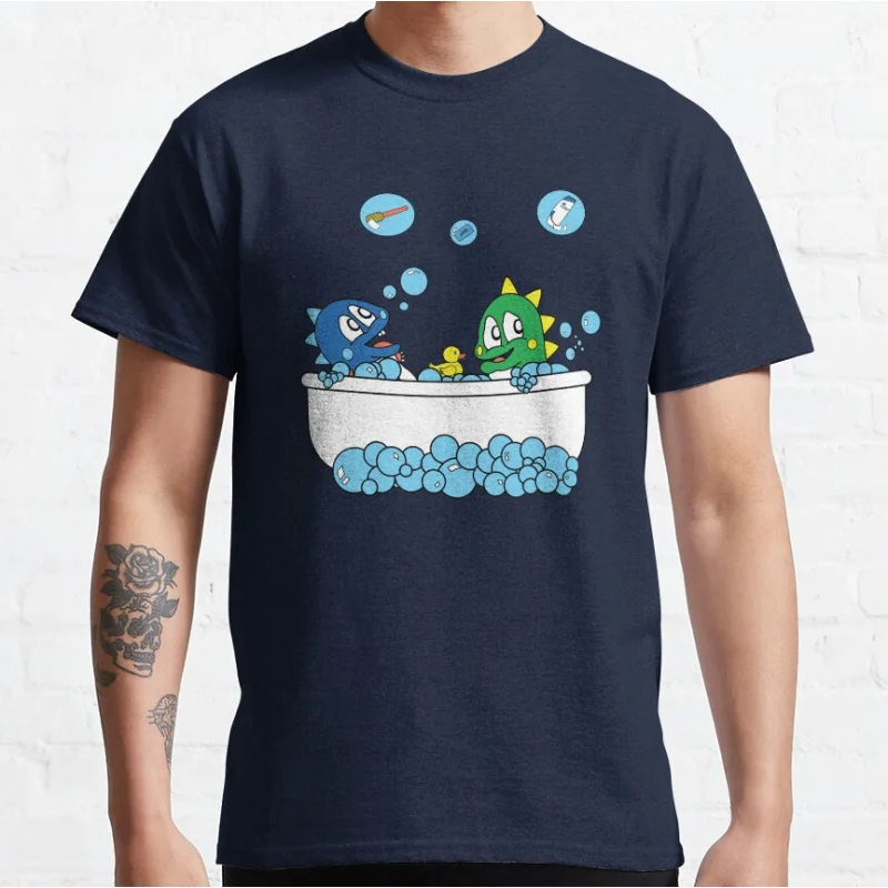 

Splish, Splash, Bobble Bath! 80s Vintage Kawaii dinosaur Japan Arcade game Bubble Bobble Retro Cute Dragon graphic t shirt