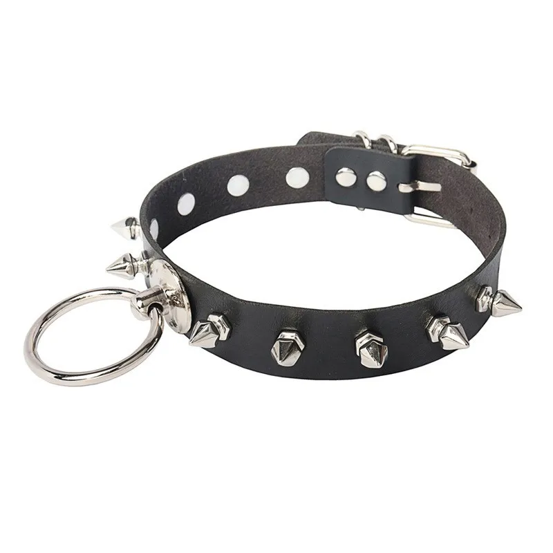 

Cosplay Punk Gothic Personality Exaggeration Nightclub Circular lifting ring Multicolored Stainless steel Leather Role play