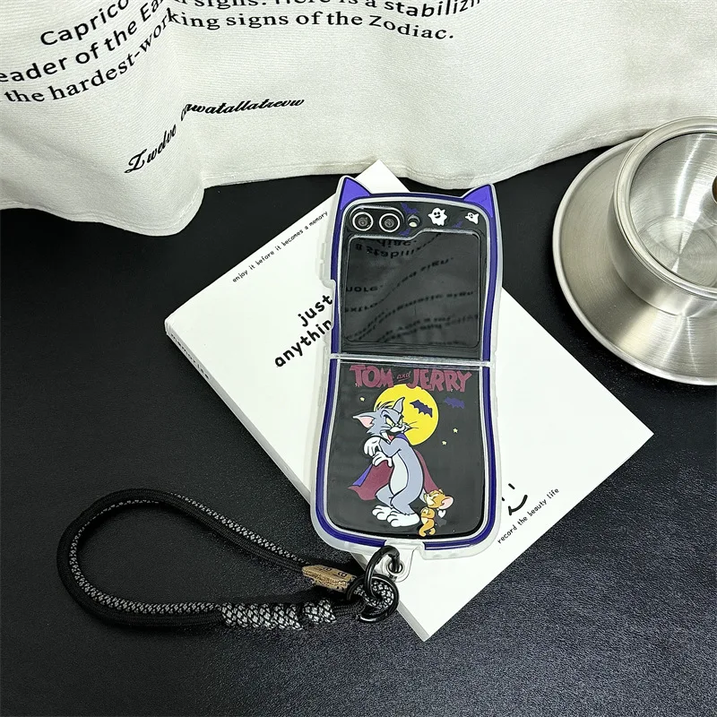 サムスンギャラクシーZフリップ6,5,4,3,zflip4,zflip5,zflip6用のハロウィーン漫画電話ケース,保護バックカバー