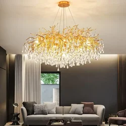 Moderne gouden kristallen plafondkroonluchters voor eetkamer woonkamer slaapkamer luxe boomtak kroonluchter hanglamp decor glans