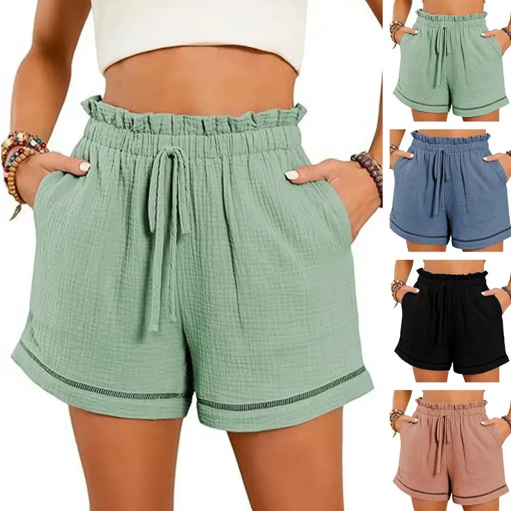 Waist Shorts Stylish Women's High Waist Drawstring Shorts with Side Pockets A-line Pleated Mini Shorts for Club Party Dating