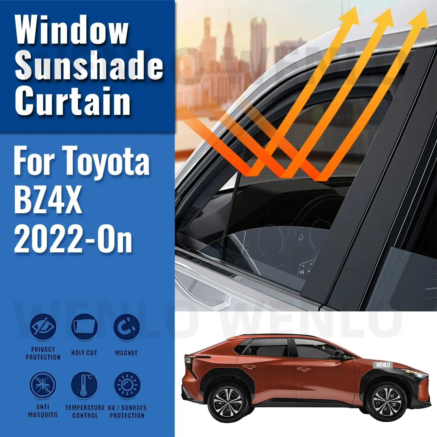 

For Toyota BZ4X EA10 2022 2023 2024 Magnetic Car Sunshade Visor Front Windshield Curtain Rear Side Baby Window Sun Shade Shield