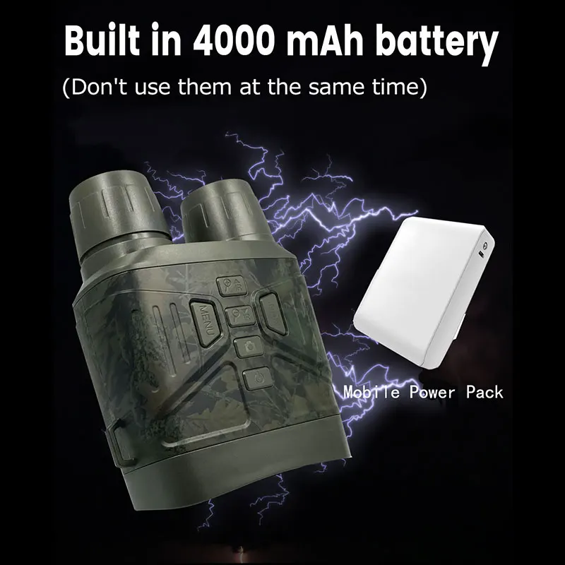 4K Binocular Trail Camera for Widlife Hunting 5X Digital Zoom Telescope Animals Observation Night Vision Outdoor Scope Camcorder