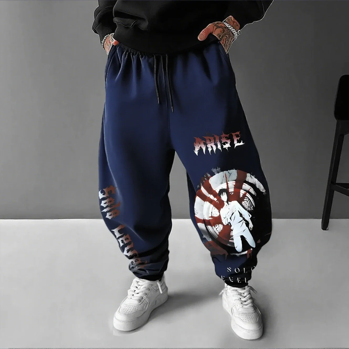 2025 Solo Leveling Herrenhose Anime Grafik Streetwear Loose Fit Hose Herbst Trendy Y2k Casual Jogger Jogginghose