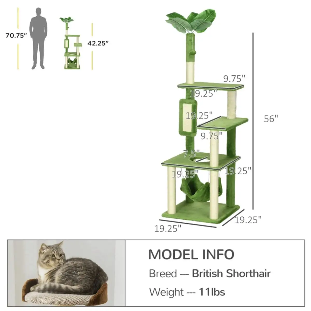 

Wooden Cat House & Climbing Tower - Cat Tree Furniture for Shipping)