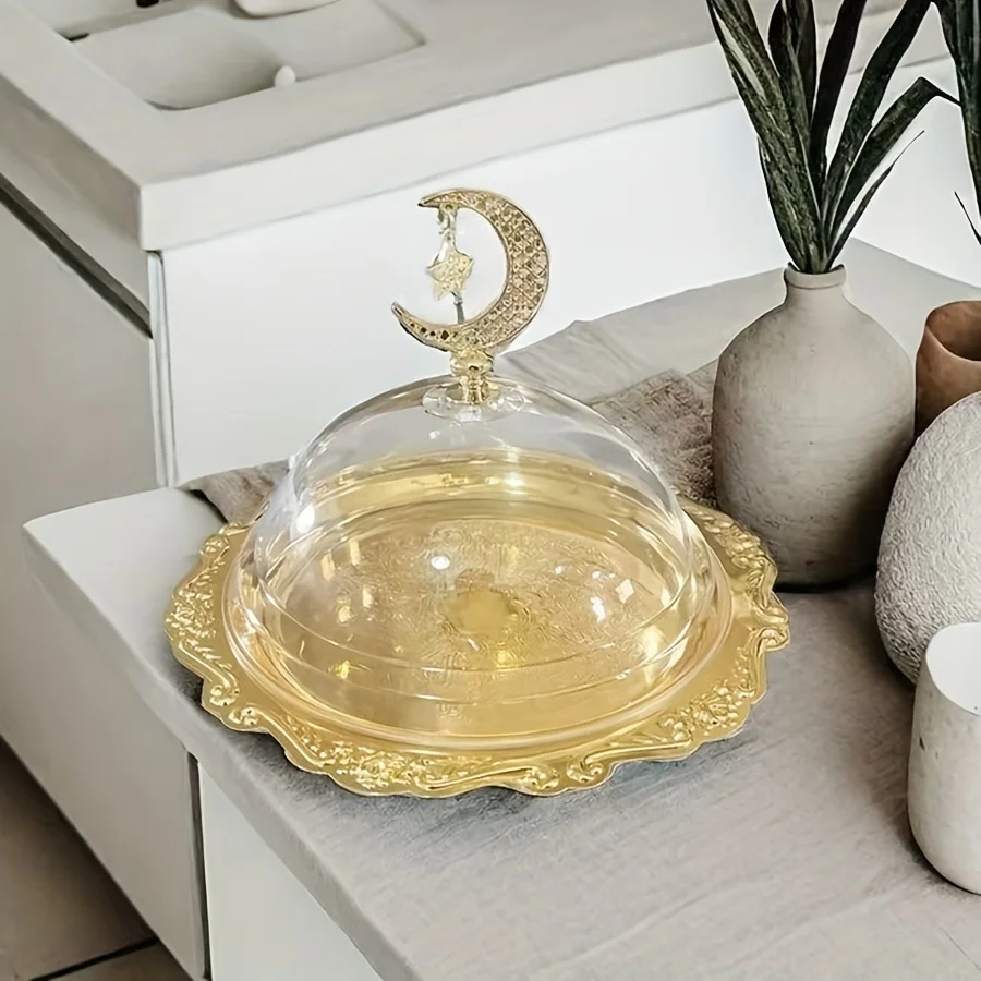 

1 Piece Of Metal Tray With Golden Moon Decoration Cover Torage Board, Uitable For Hotel, Home, Kitchen, And Dektop