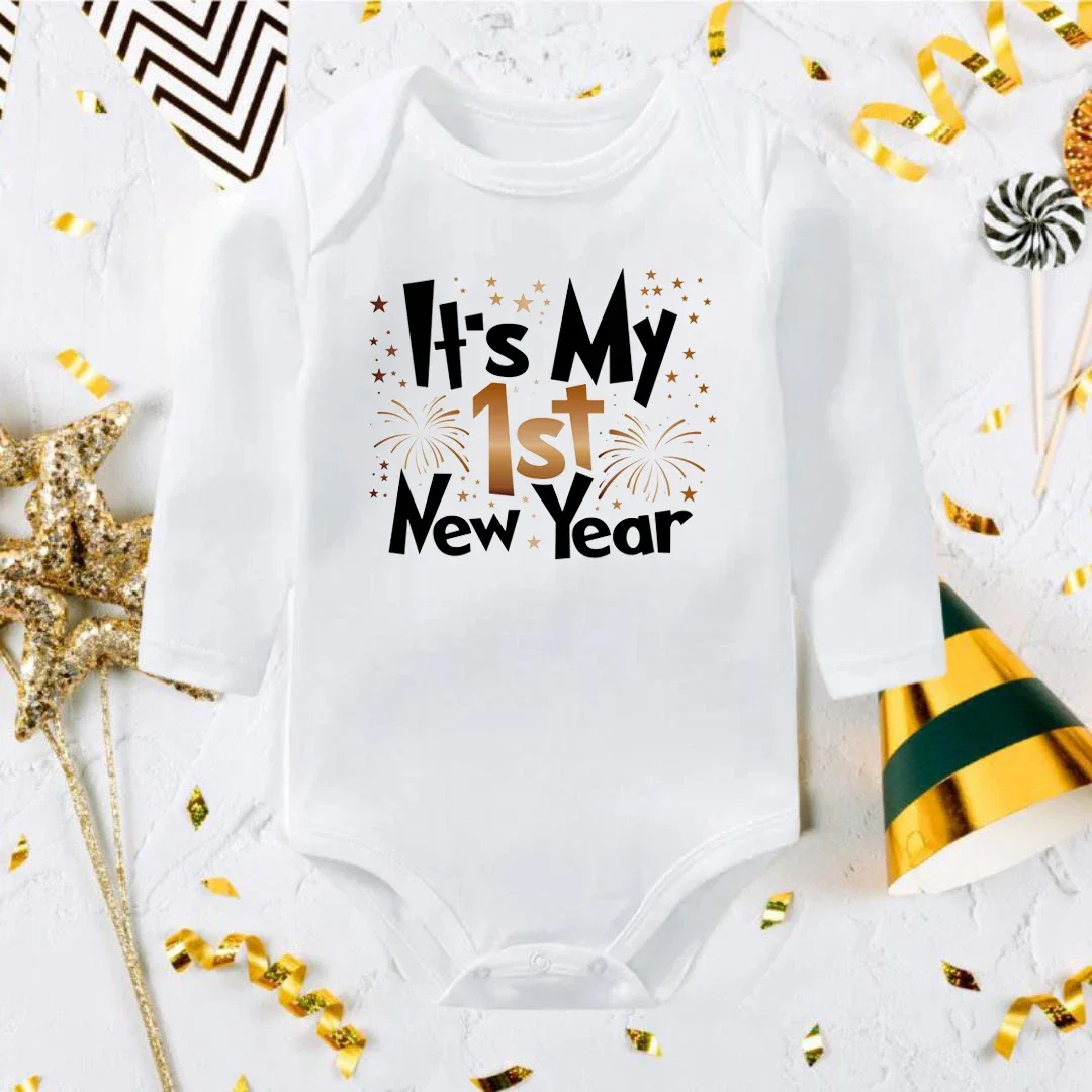 

Это мой первый новогодний хлопковый боди с длинными рукавами для маленьких мальчиков и девочек, белый осенне-зимний комбинезон, рождественский костюм для новорожденных